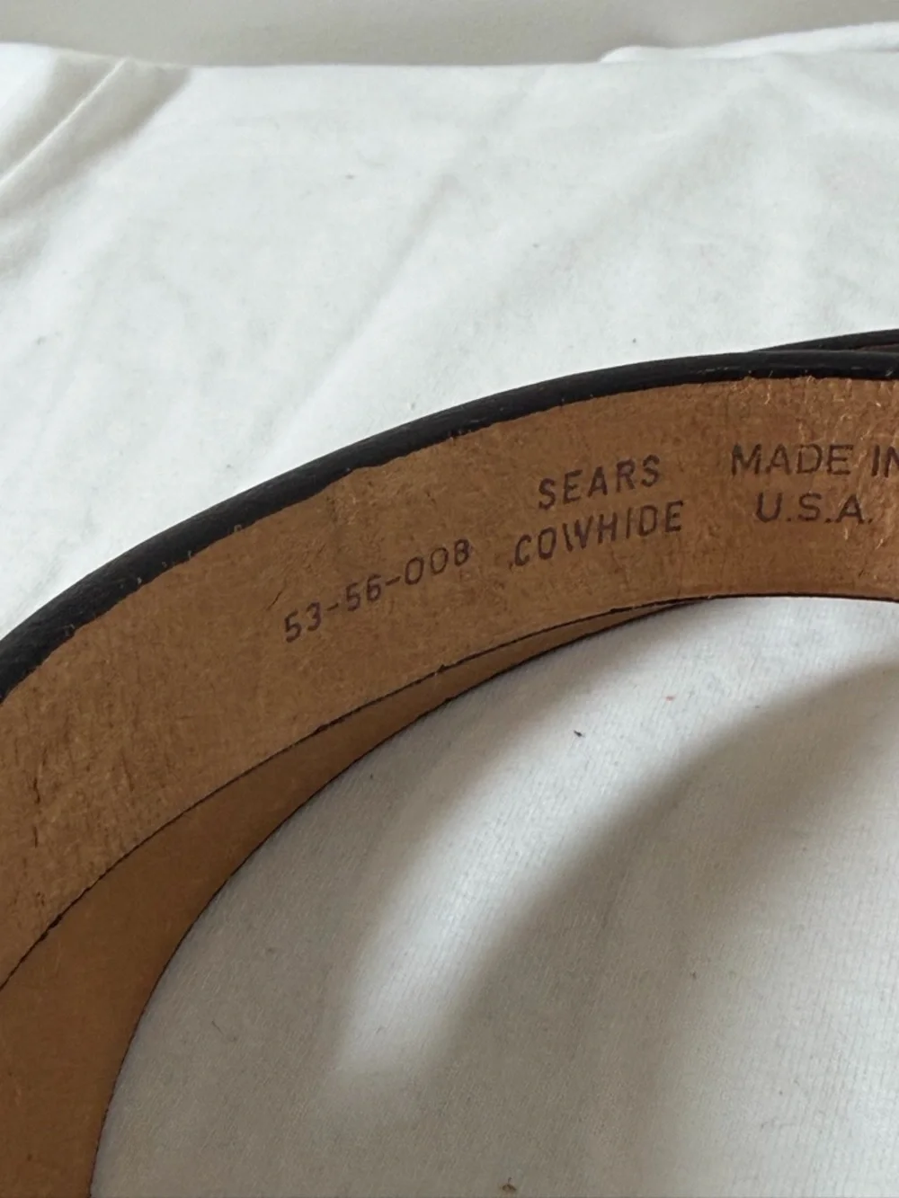 Sears Genuine Leather Cowhide Big & Tall Size 55W Genuine Black Leather Belt